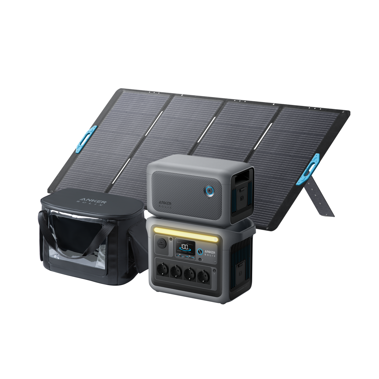 Anker SOLIX C1000 + Expansion Battery+PS400 Portable Solar Panel+Water-Resistant Carry Bag