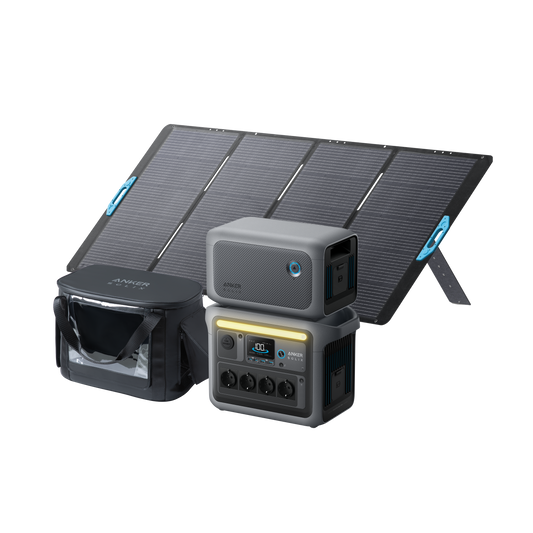 Anker SOLIX C1000 + Expansion Battery+PS400 Portable Solar Panel+Water-Resistant Carry Bag