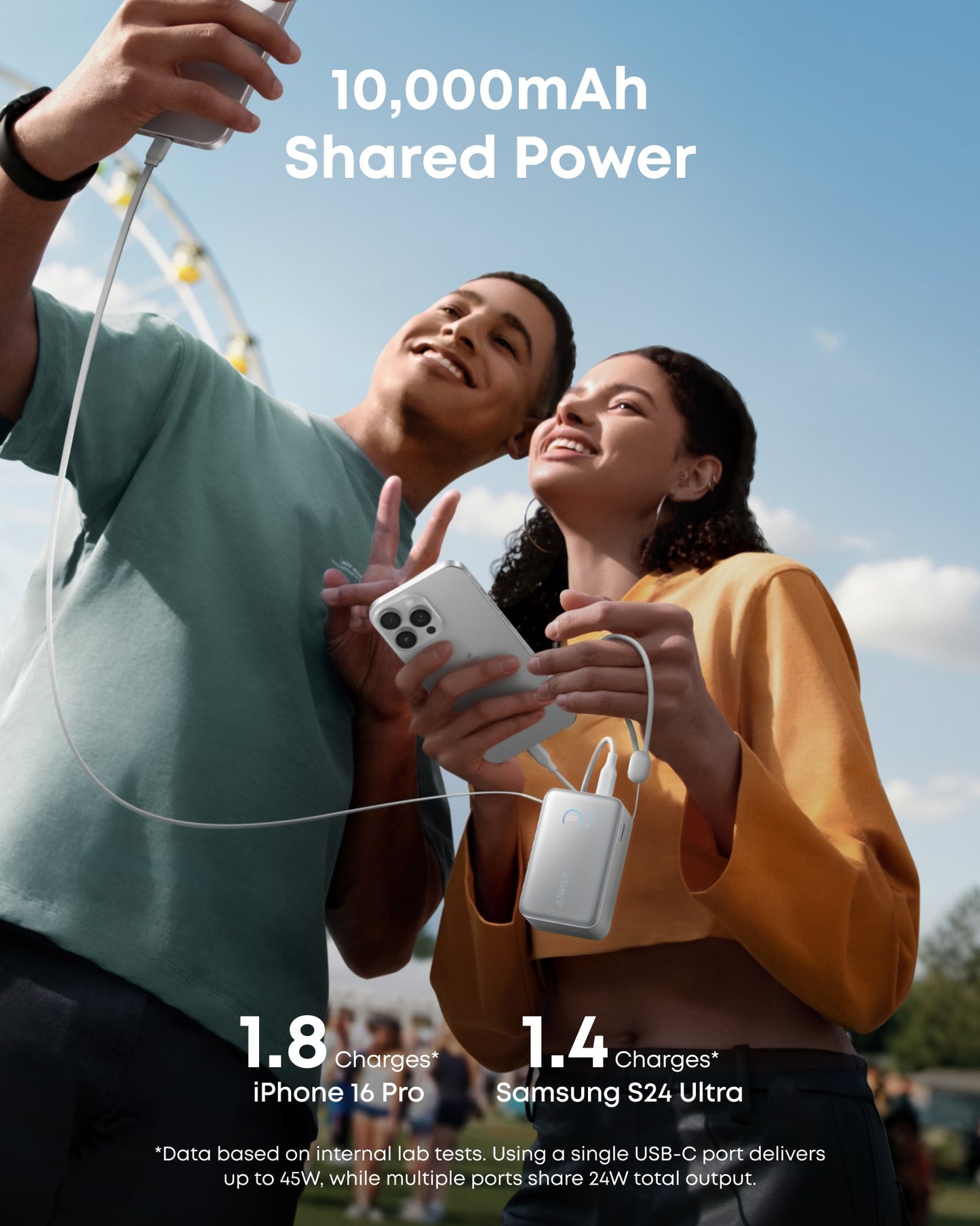 Anker Nano Power Bank (10K, 45W, Built-In Retractable USB-C Cable)