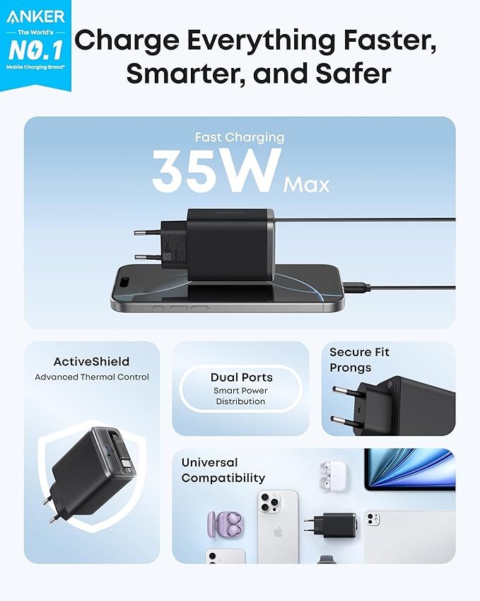 Anker Nano Charger (35W, Built-In Retractable USB-C Cable)