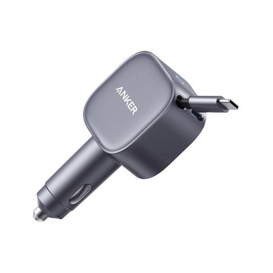 Anker Nano Car Charger (75W, USB-C Port, Built-In Retractable USB-C Cable)