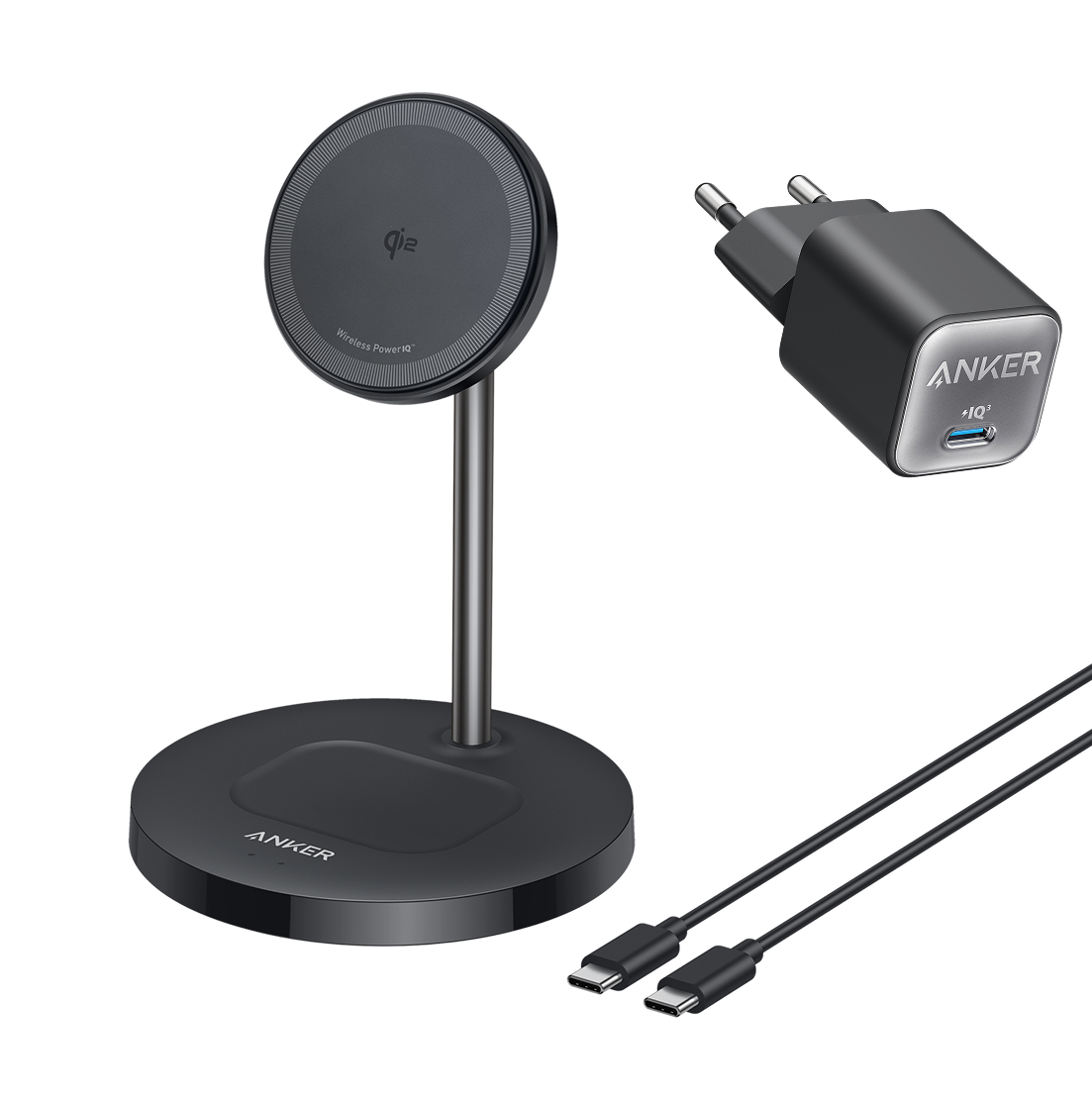 Anker Nano Charger (30W) and Anker MagGo Wireless Charger (2-in-1, Stand)