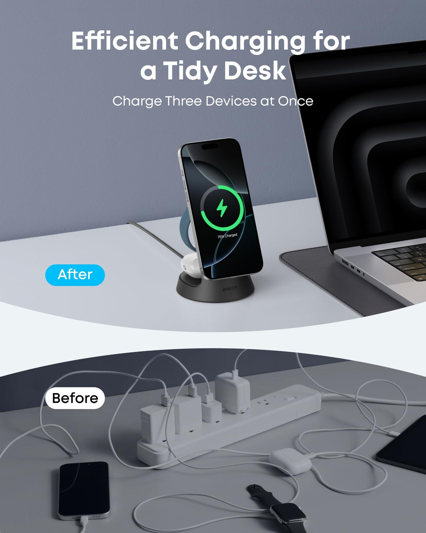 Anker MagGo Wireless Charging Station (3-in-1, Dock Stand) and Power Bank (10K, Slim)