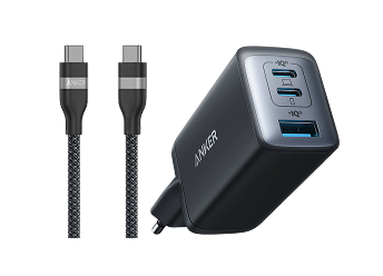 Anker 735 Charger (Nano II 65W) and Anker USB-C to USB-C Cable (240W, Upcycled-Braided)