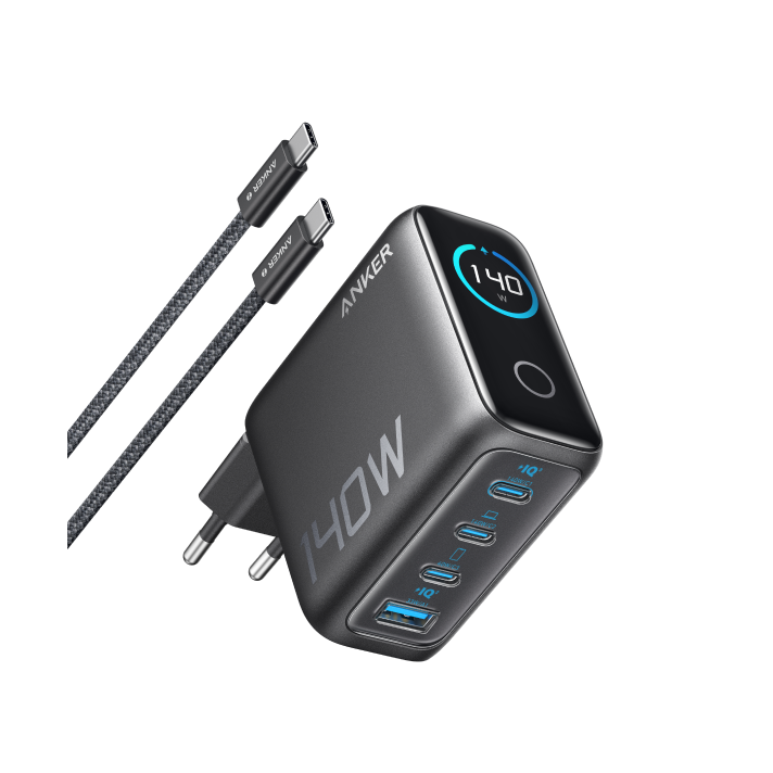 Anker Laptop Charger (140W, 4-Port, PD 3.1) with USB-C Cable and Anker Nano Power Bank (10K, 45W, Built-In Retractable USB-C Cable)