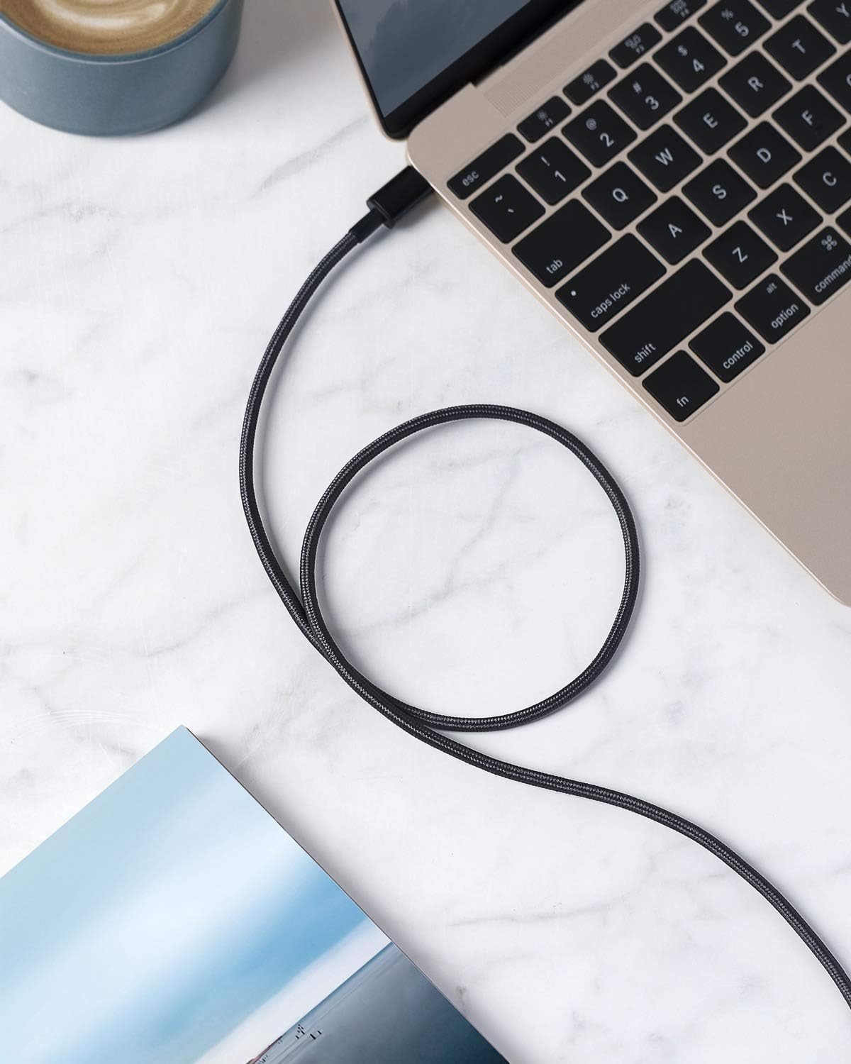 Nylon USB-C to USB-A 2.0 Cable 3ft 2Pack Black