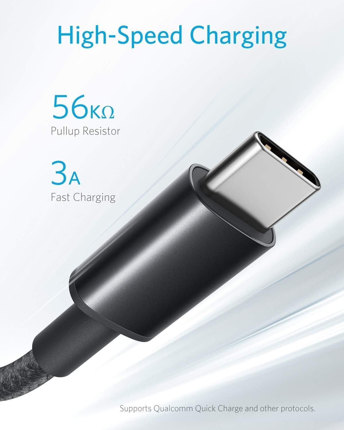 Nylon USB-C to USB-A 2.0 Cable 3ft 2Pack Black