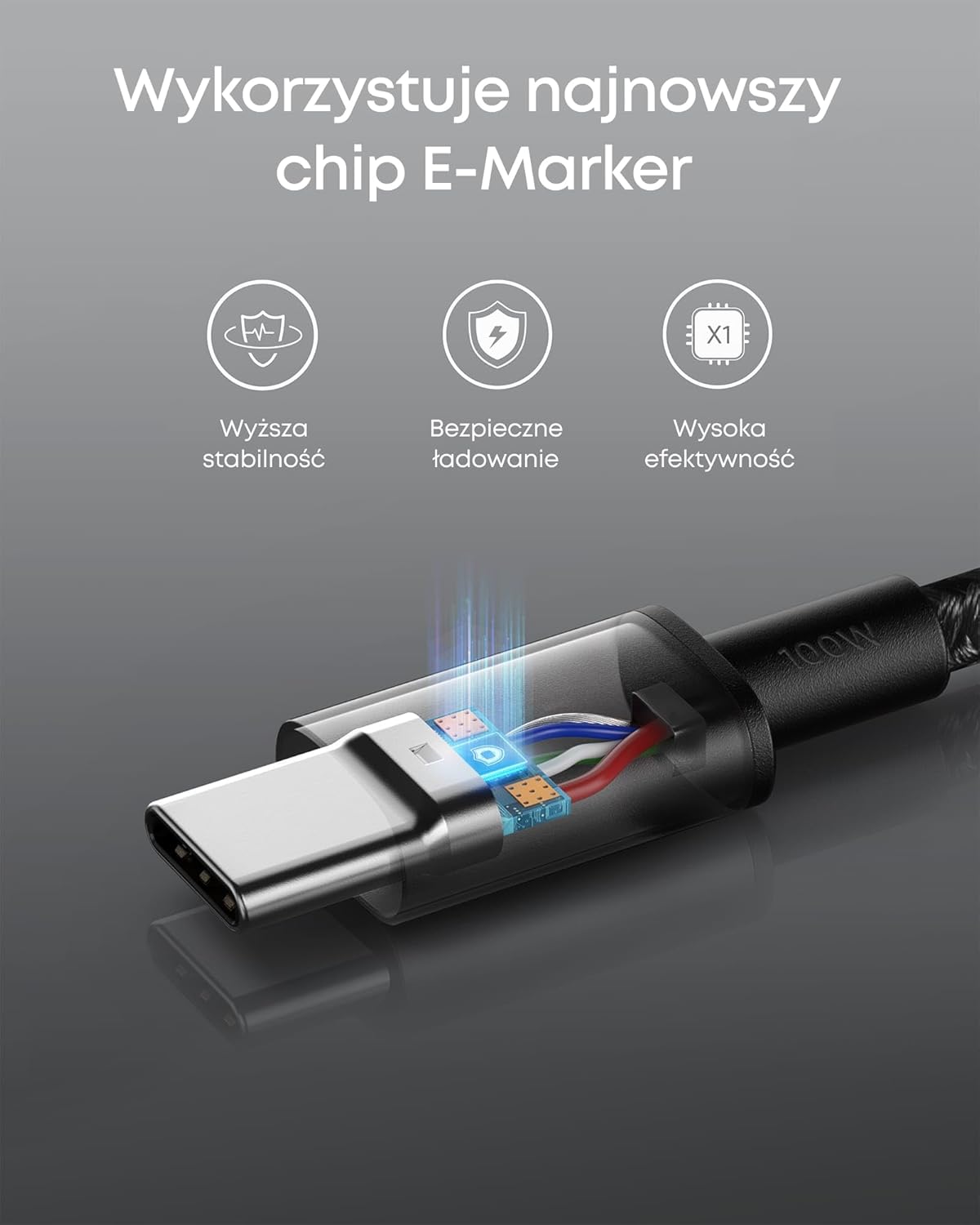 USB-C to USB-C Cable (6ft, Braided, 100W) Black