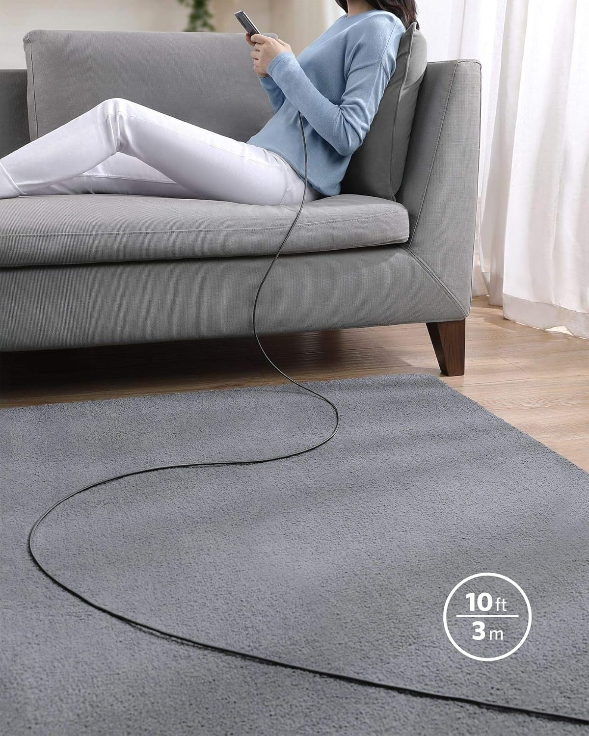 USB-C to USB-C Cable (10ft, Braided, 100W)