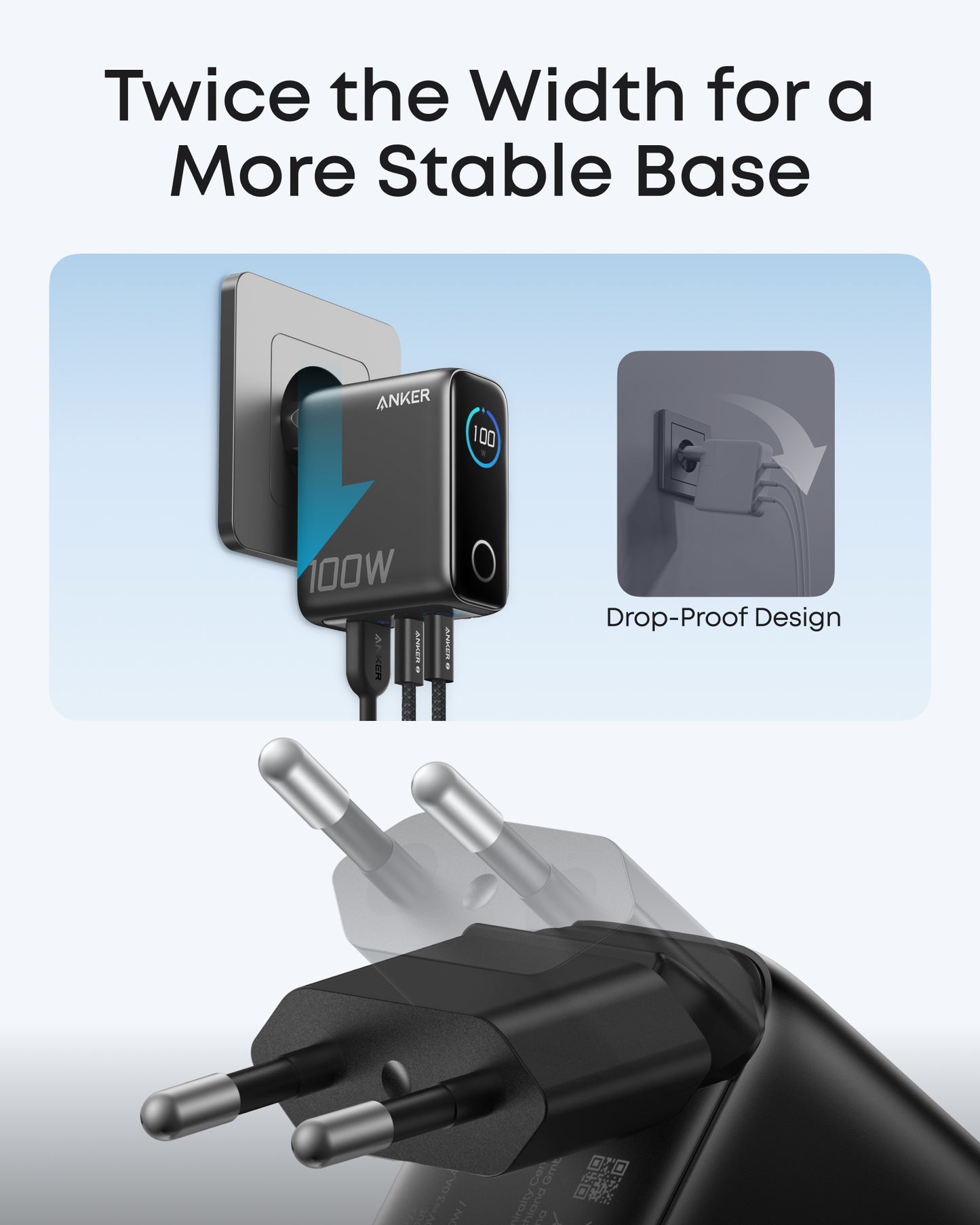 Anker Charger (100W, 3 Ports, Smart Display)