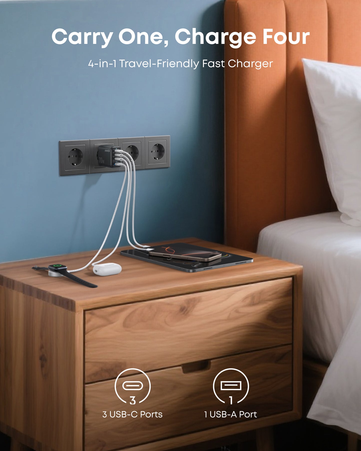 Anker Zolo Charger (70W, 4-Port, PD 3.0)