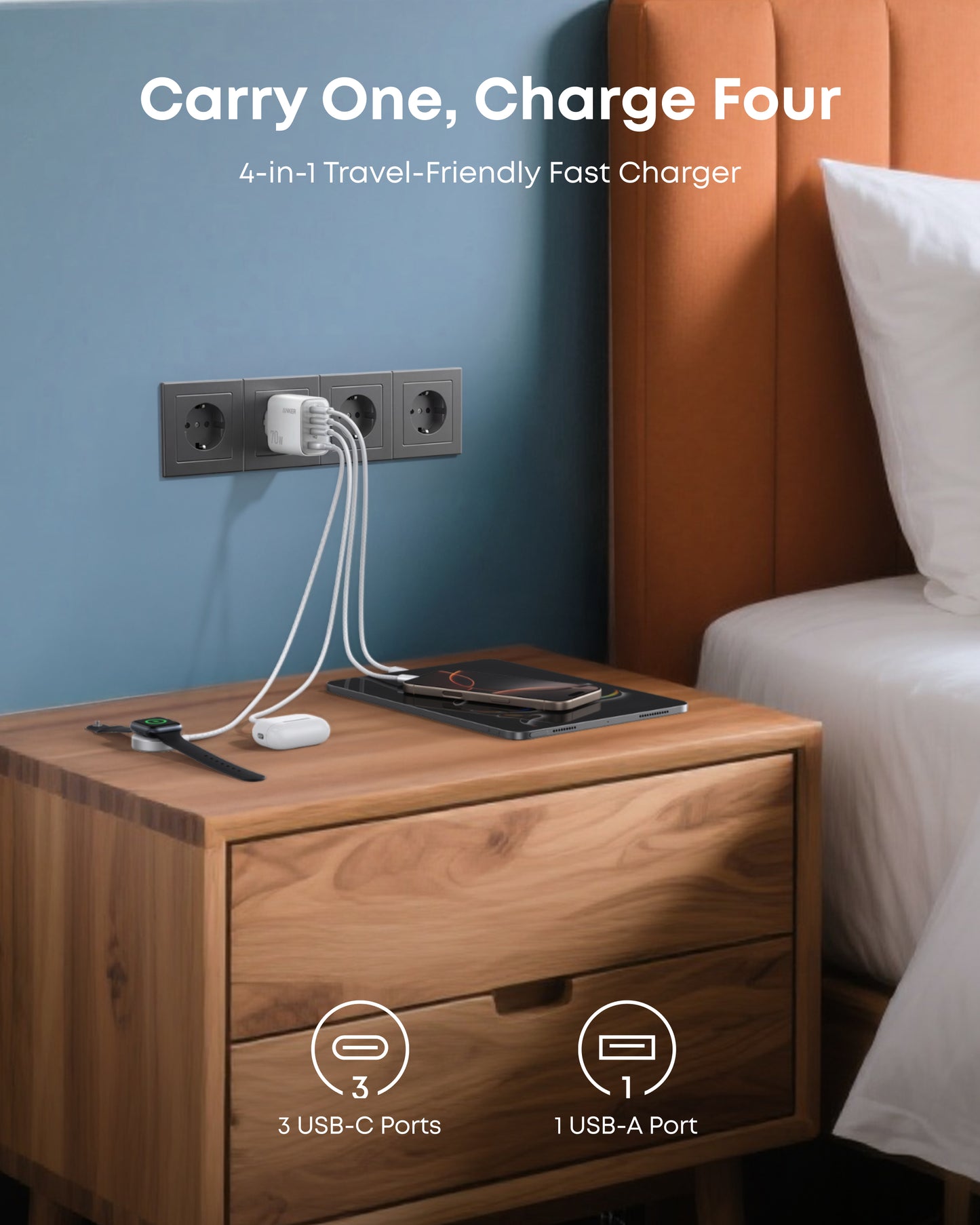 Anker Zolo Charger (70W, 4-Port, PD 3.0)
