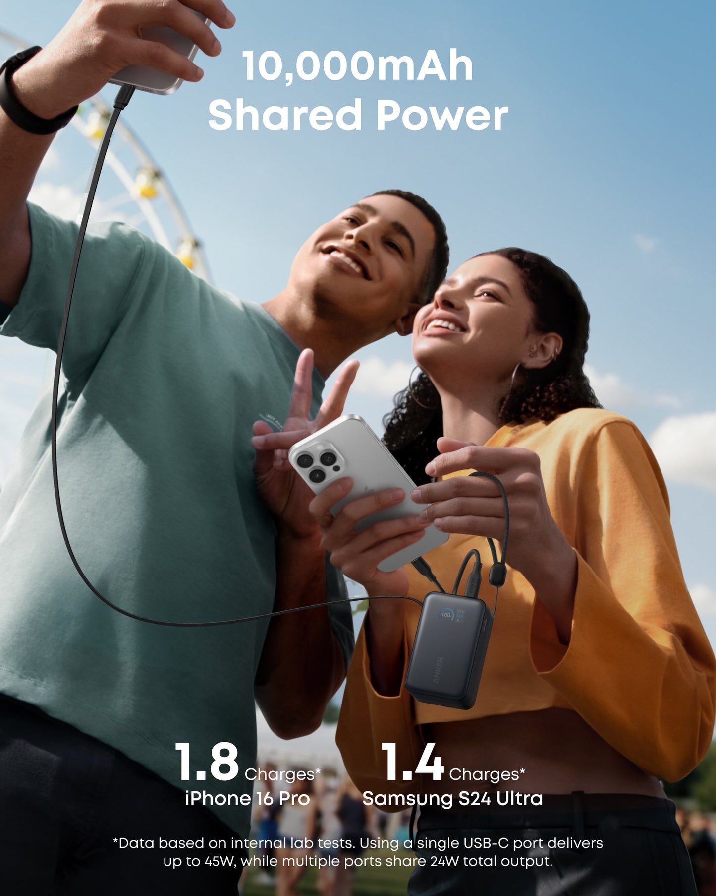 Anker Laptop Charger (140W, 4-Port, PD 3.1) with USB-C Cable and Anker Nano Power Bank (10K, 45W, Built-In Retractable USB-C Cable)