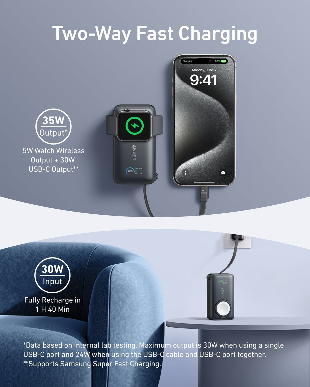 Anker MagGo Power Bank (10K, 35W, For Apple Watch)