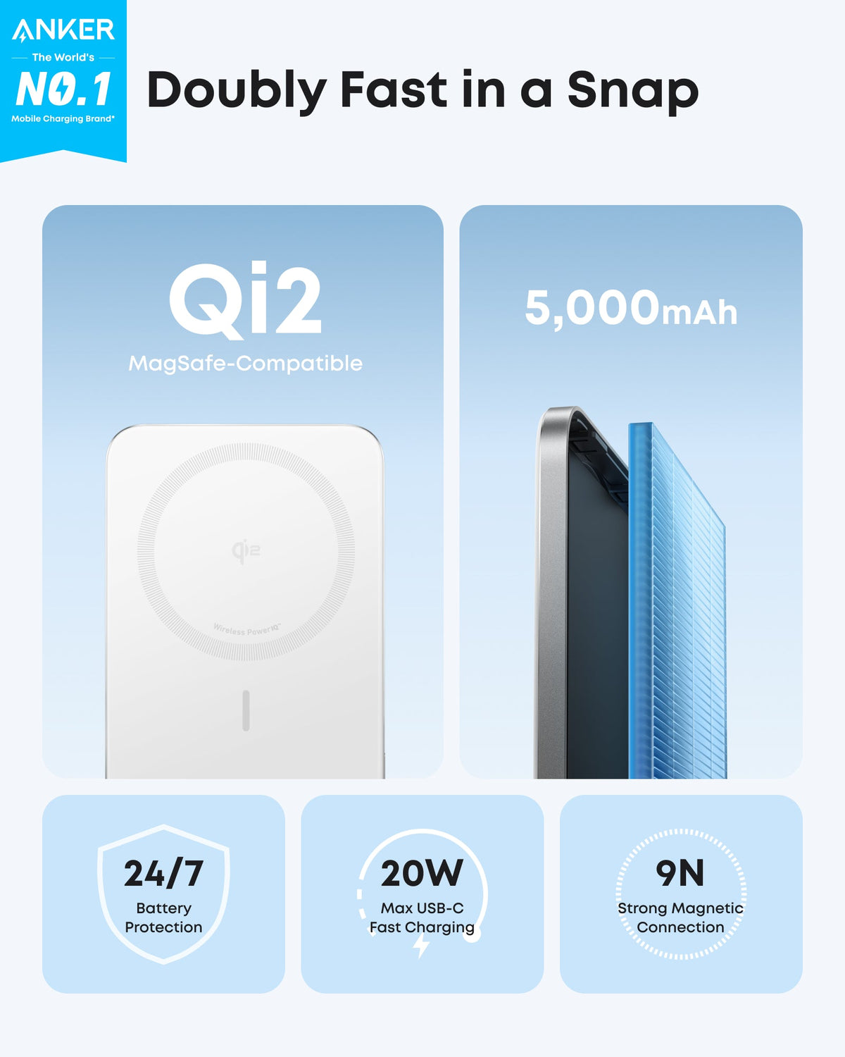 Anker Nano Power Bank (5K, MagGo, Slim)