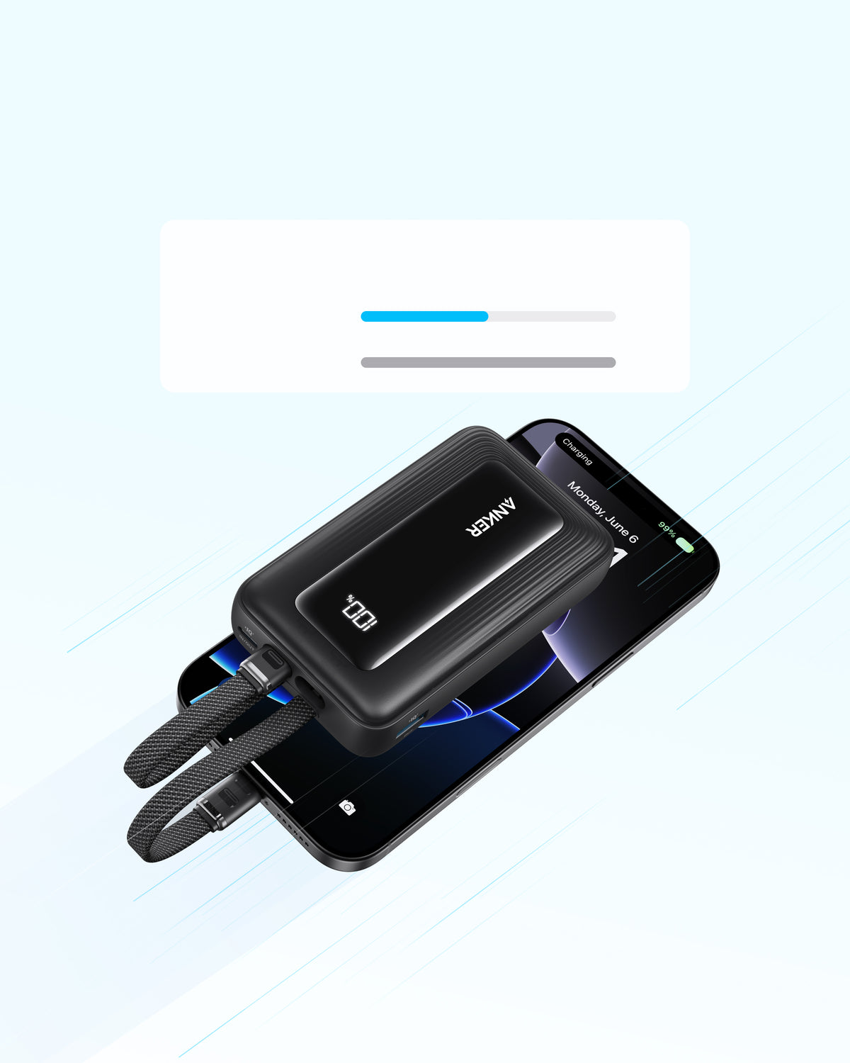 Anker Zolo Power Bank (10K,35W,Built-In Dual USB-C Cables)