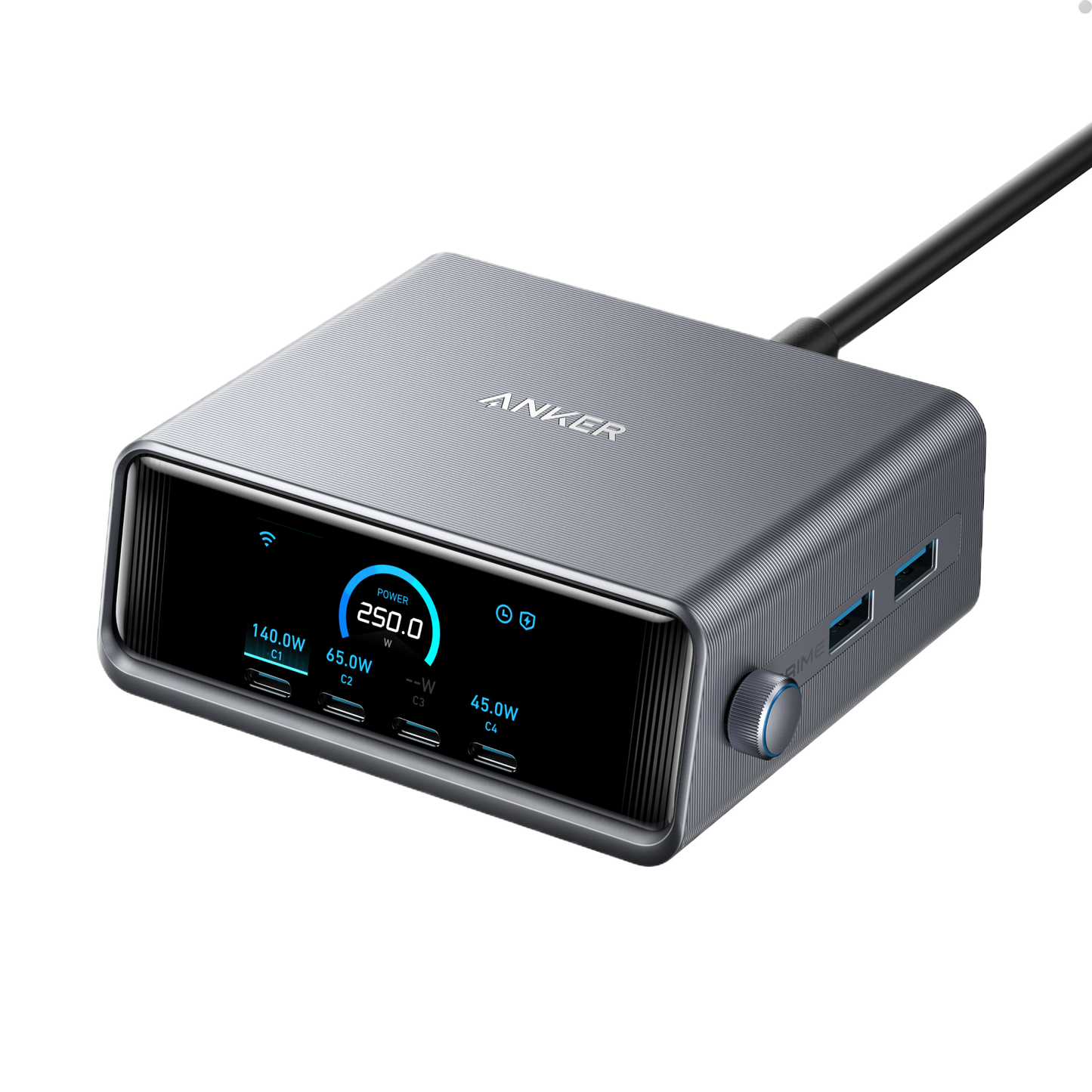 Anker Prime Charger (250W, 6 Ports, GaNPrime) with USB-C to USB-C Cable (240W)