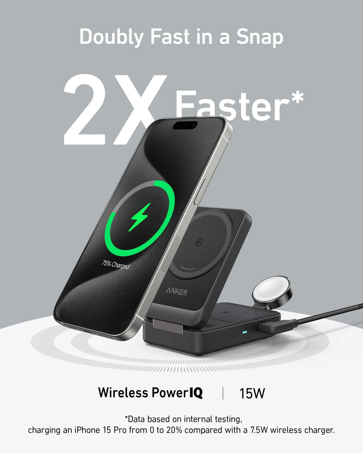 Anker MagGo Wireless Charging Station (Foldable 3-in-1)