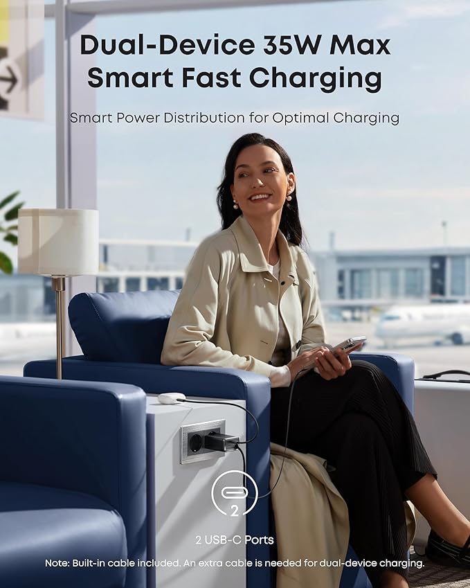 Anker Nano Charger (35W, Built-In Retractable USB-C Cable)