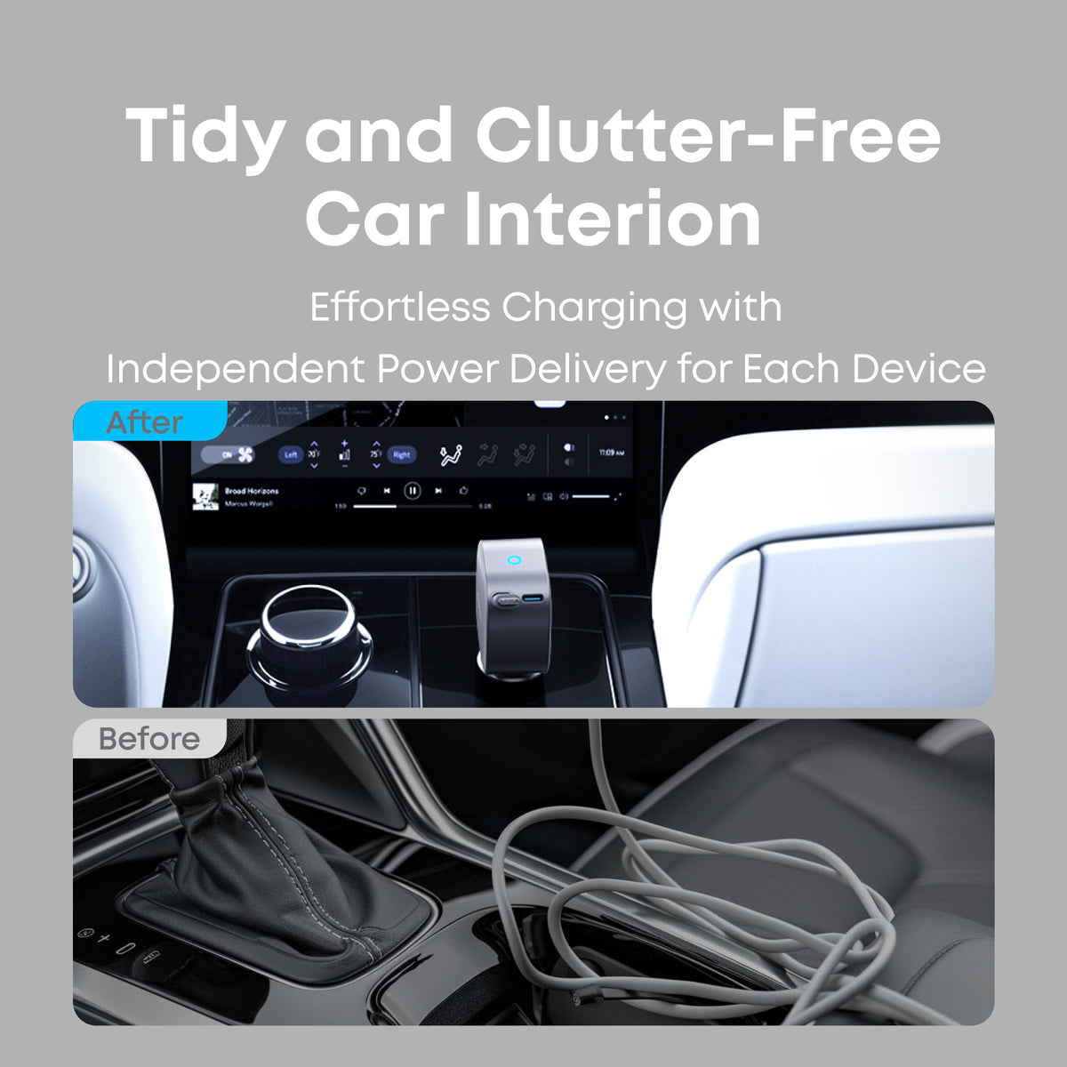 Anker Nano Car Charger (75W, USB-C Port, Built-In Retractable USB-C Cable)
