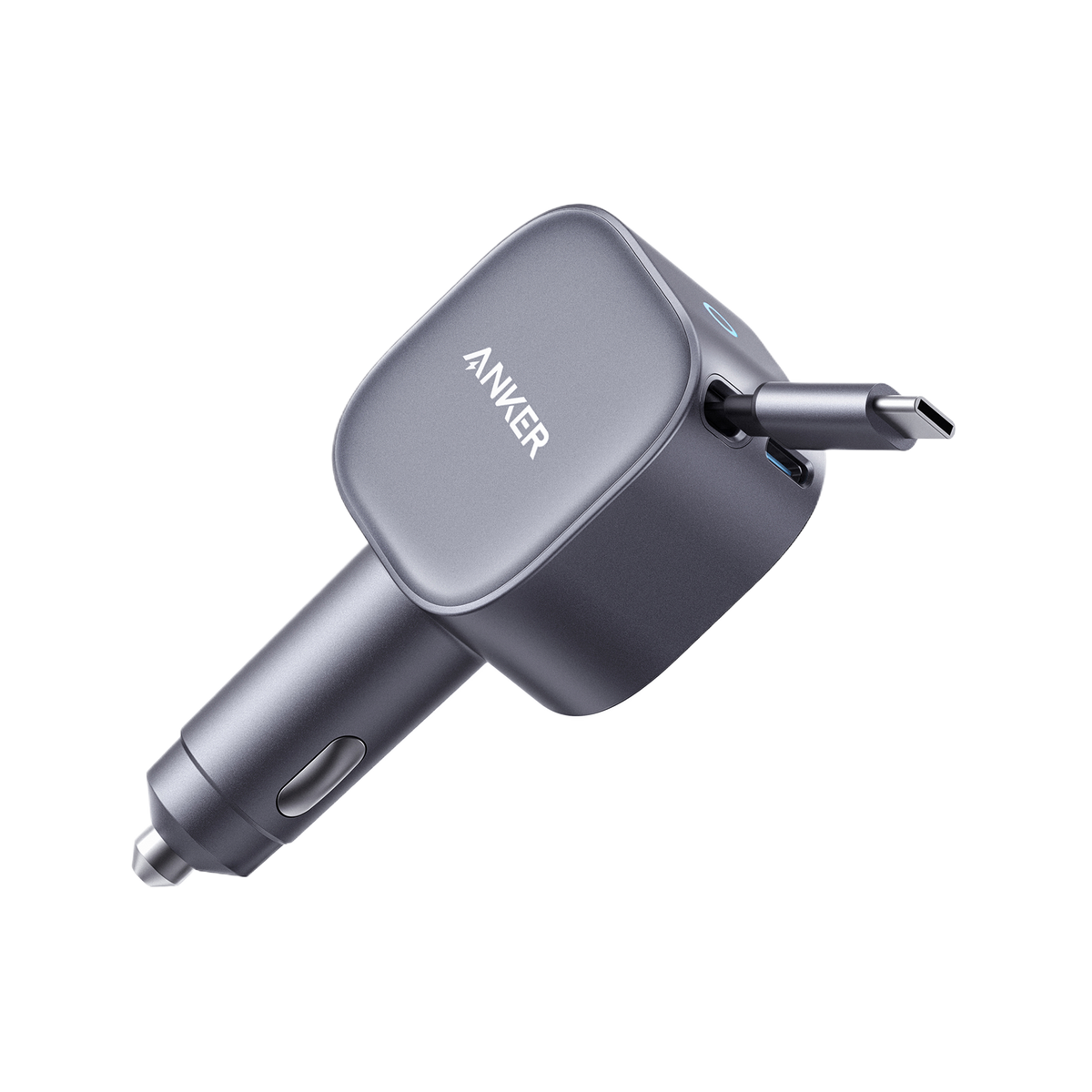 Anker Nano Car Charger (75W, USB-C Port, Built-In Retractable USB-C Cable)