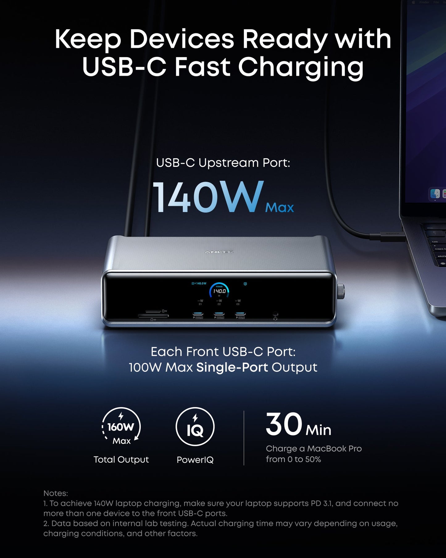 Anker Prime Docking Station (14-in-1, Triple Display, DisplayLink)