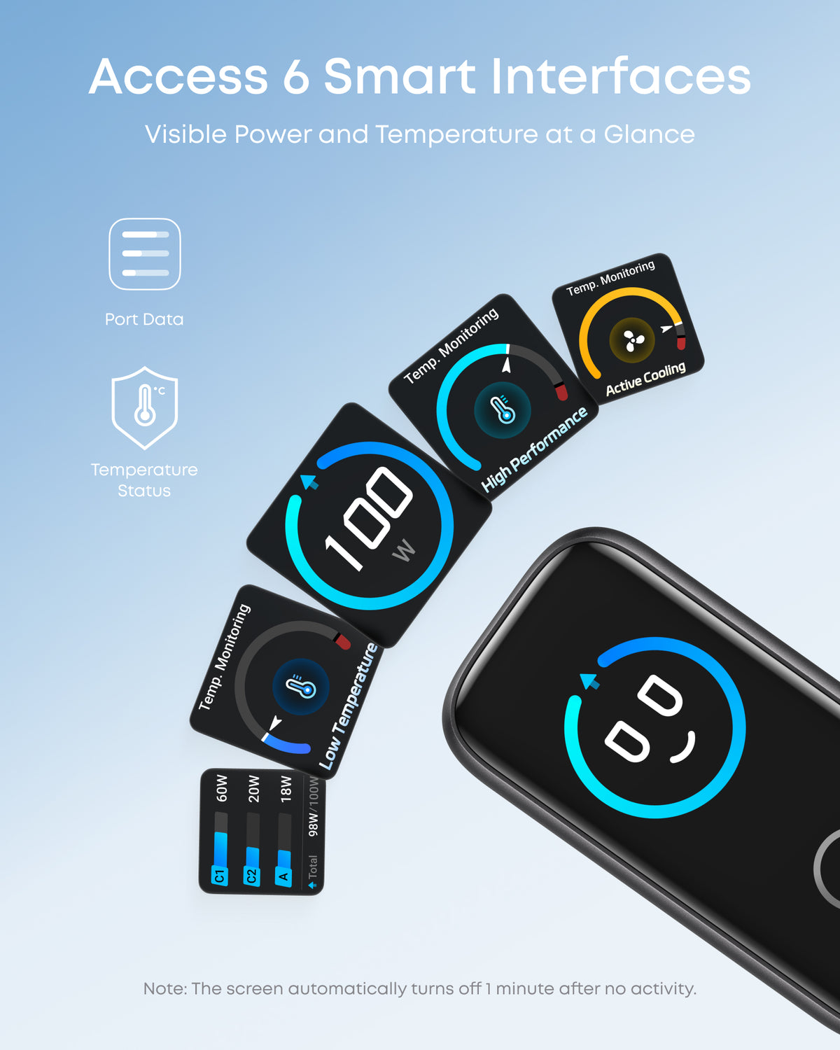 Anker Charger (100W, 3 Ports, Smart Display),Anker MagGo Power Bank (10K, Slim) and Anker Prime USB-C to USB-C Cable