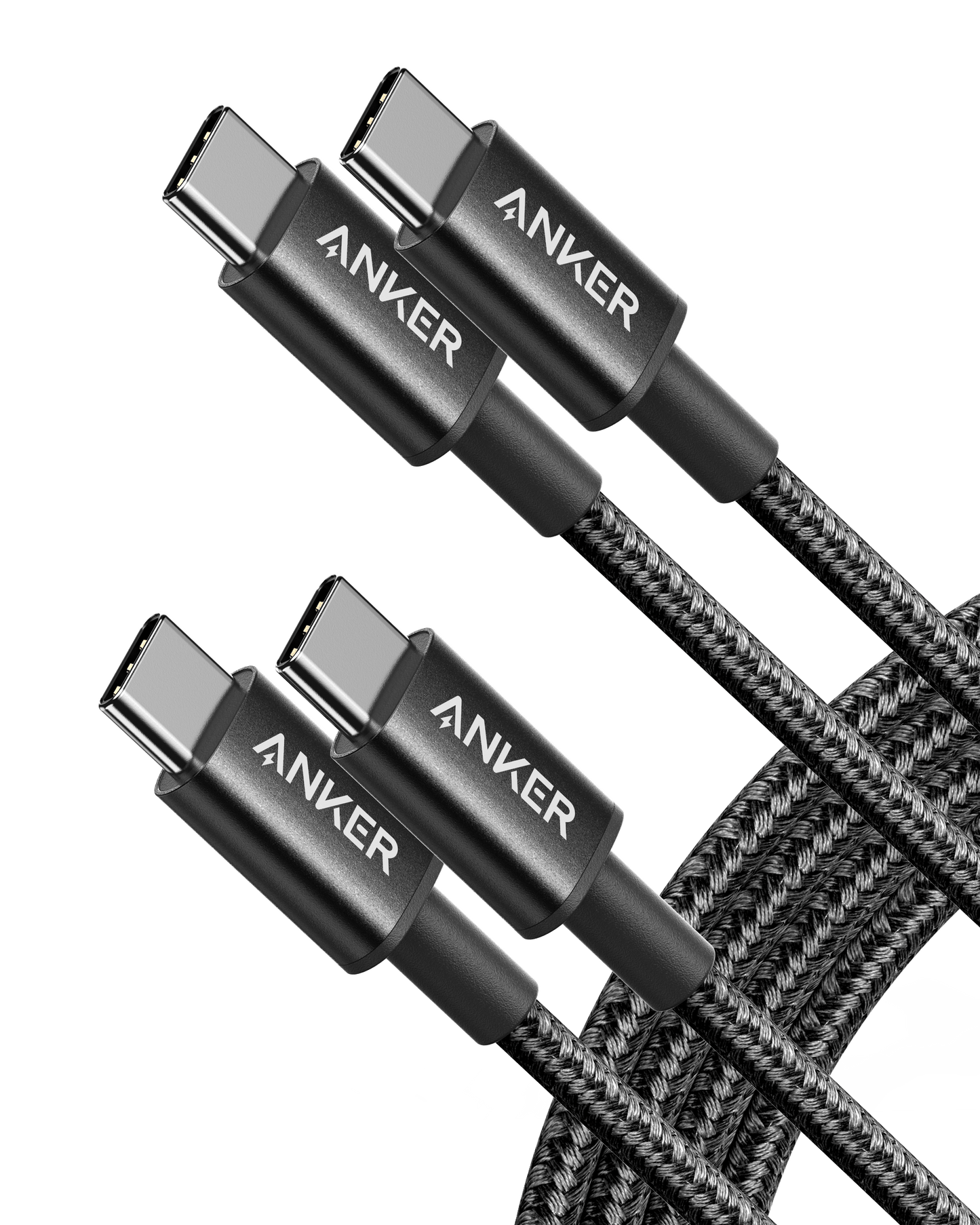 USB-C to USB-C Cable (6ft, Braided, 60W) 2pack Black