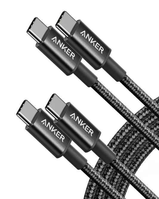 USB-C to USB-C Cable (6ft, Braided, 60W) 2pack Black