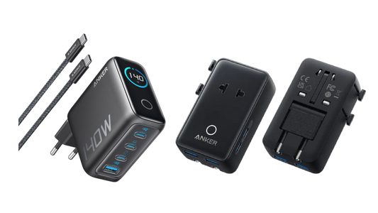 Anker Laptop Charger (140W, 4-Port, PD 3.1) with USB-C Cable and Anker Nano Travel Adapter (5-in-1, 20W, 1-Pack)