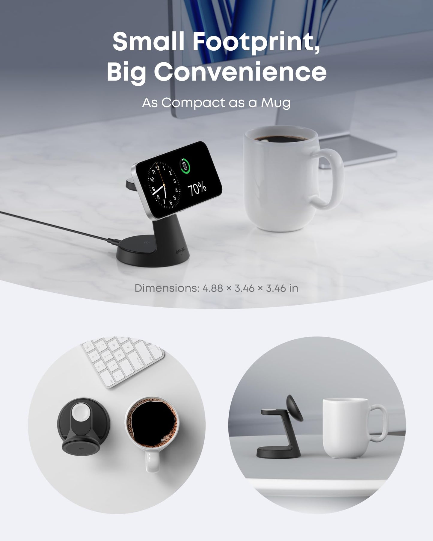 Anker MagGo Wireless Charging Station (3-in-1, Dock Stand) and  Power Bank (10K, Slim)