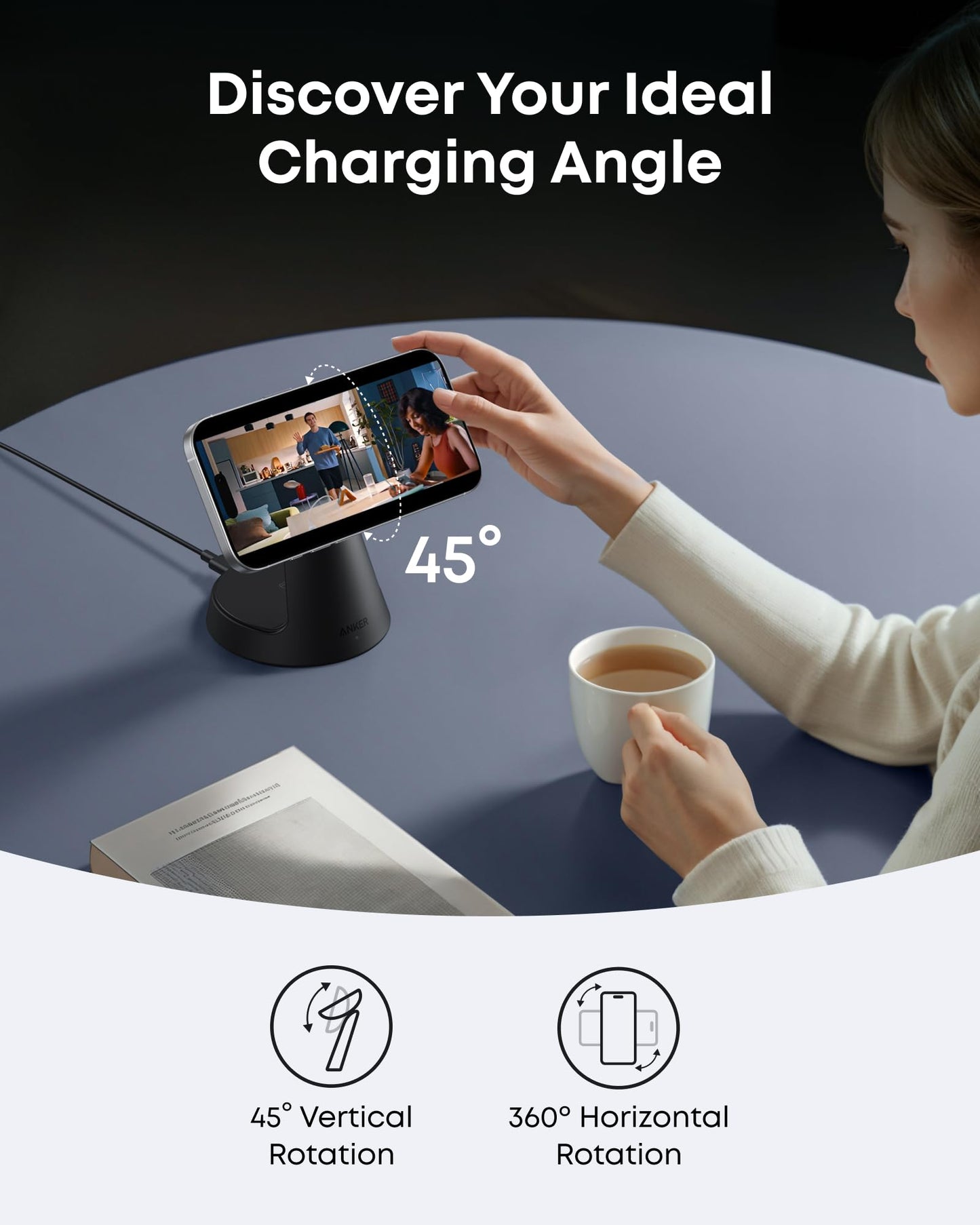 Anker MagGo Wireless Charging Station (3-in-1, Dock Stand) and  Power Bank (10K, Slim)
