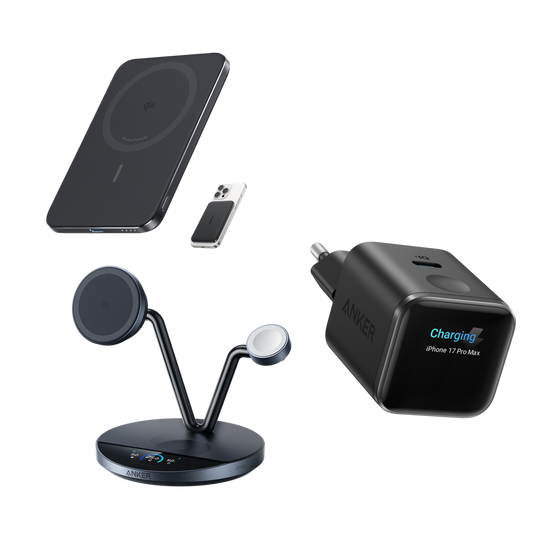 Anker Prime Wireless Charging Station (3-in-1, MagGo, AirCool, Dock Stand), Anker Nano Power Bank (5K, MagGo, Slim) and Anker Nano 45W Smart Display Charger