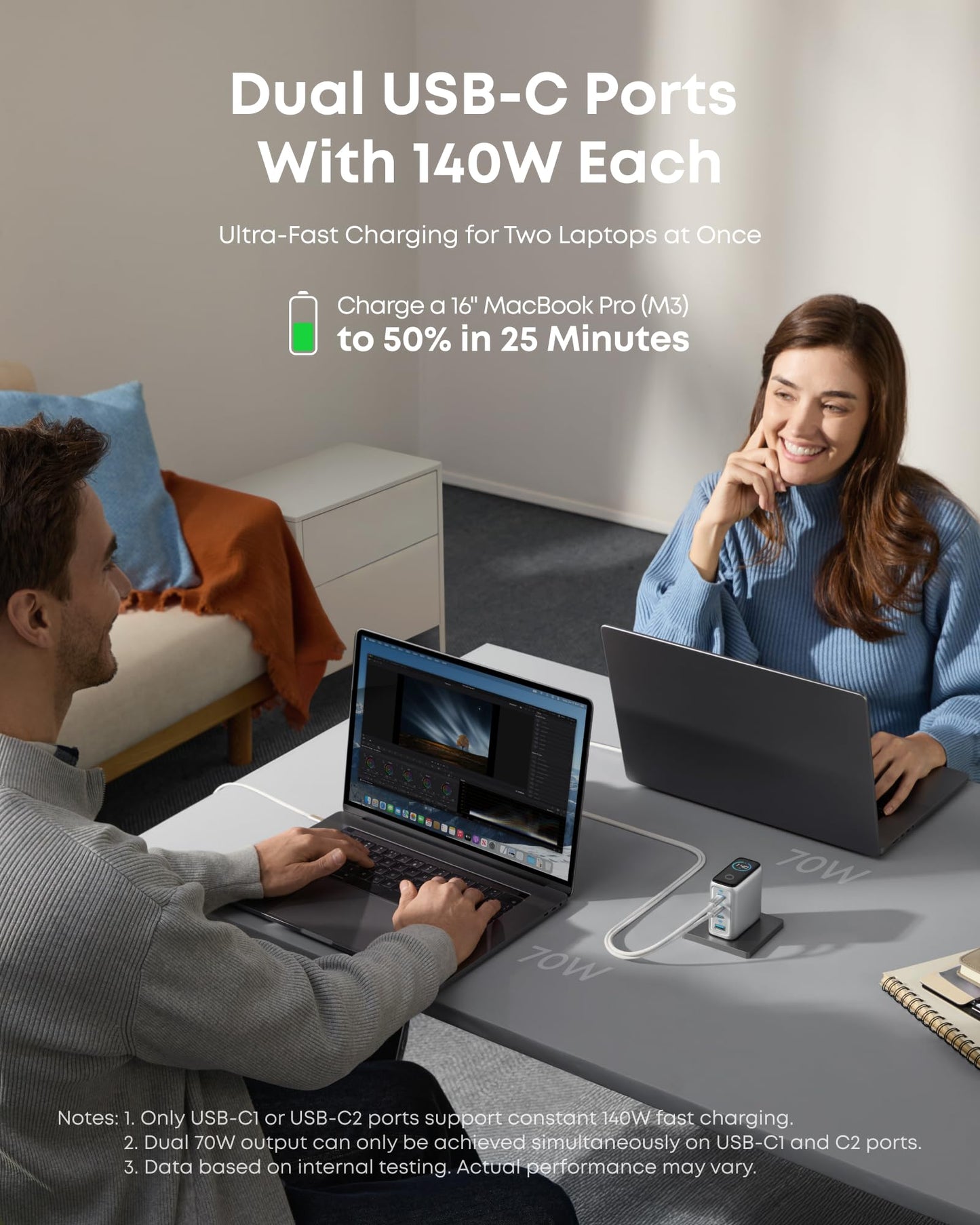 Anker Laptop Charger (140W, 4-Port, PD 3.1) with USB-C Cable and Anker Nano Power Bank (10K, 45W, Built-In Retractable USB-C Cable)