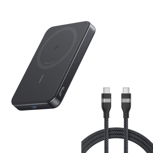 Powerbank Anker MagGo (10K, smukła konstrukcja)  i Kabel Anker USB-C do USB-C (240 W, pleciony z recyklingu)