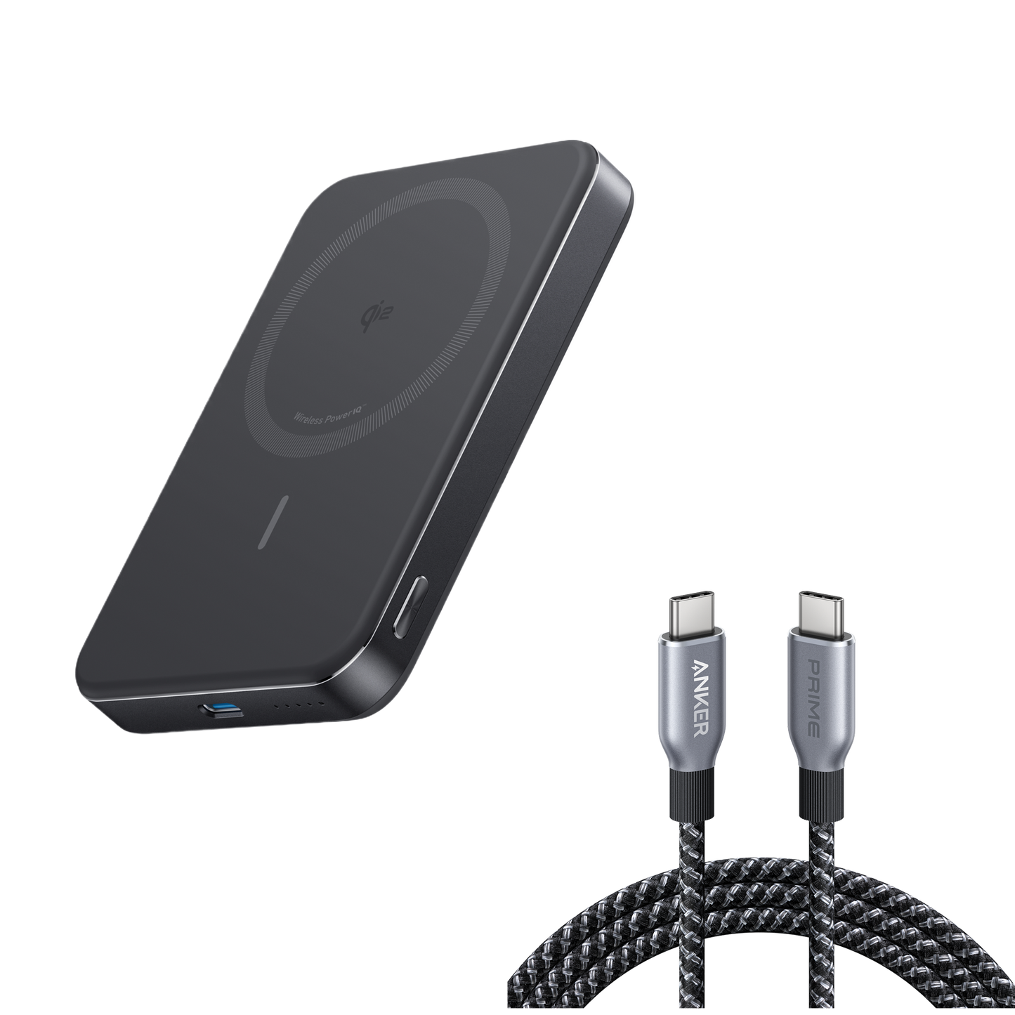 Anker MagGo Power Bank (10K, Slim) and Anker Prime USB-C to USB-C Cable (240W, Upcycled-Braided)