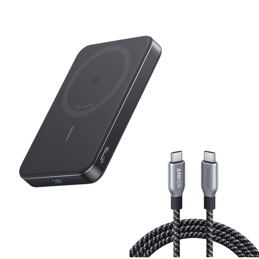 Anker MagGo Power Bank (10K, Slim) and Anker Prime USB-C to USB-C Cable (240W, Upcycled-Braided)