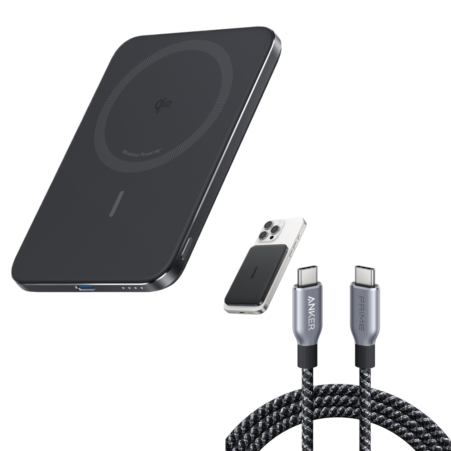Powerbank Anker Nano (5 tys., MagGo, smukła konstrukcja) i Kabel Anker Prime USB-C do USB-C (240 W, pleciony z recyklingu)