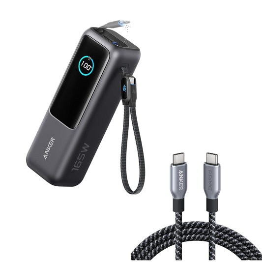 Powerbank z serii Anker Laptop, zewnętrzna bateria 25 000 mAh z 3 portami USB-C o mocy 100 W do ładowania wielu urządzeń i Anker Kabel USB C, 240 W