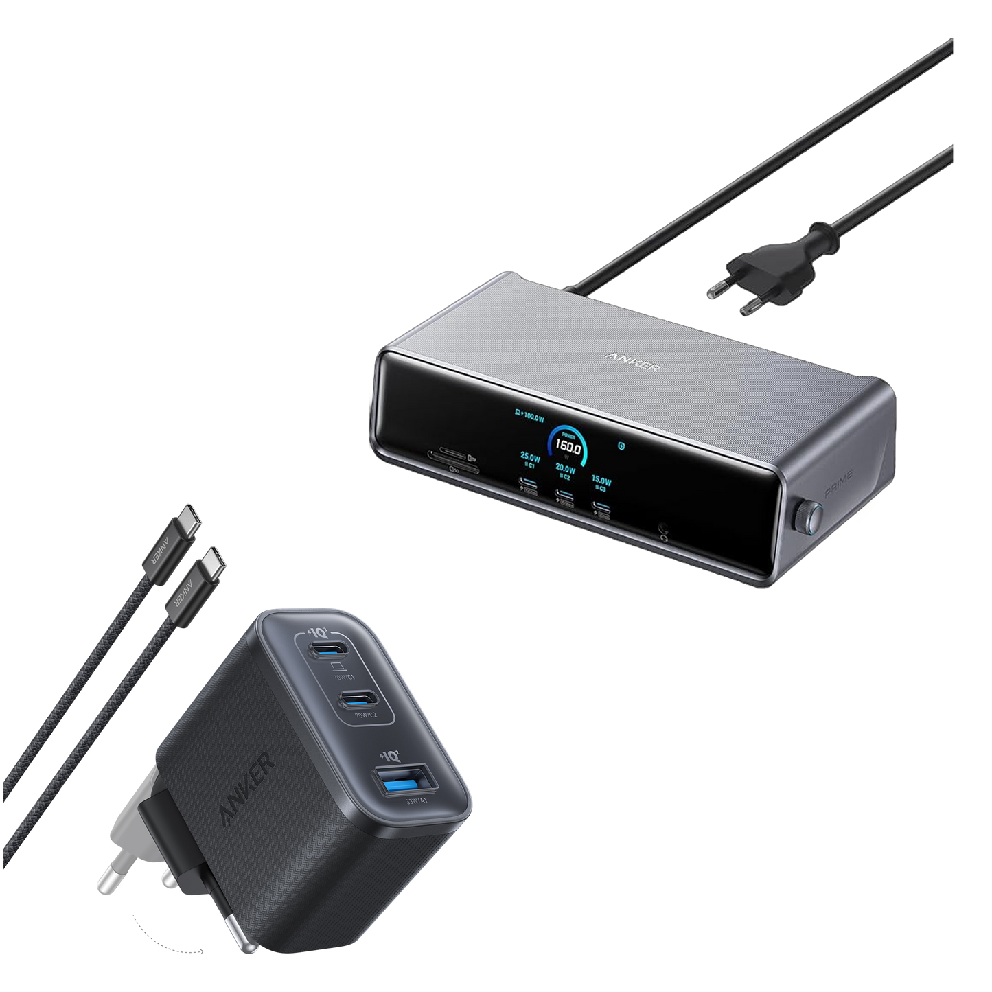 Stacja dokująca Anker Prime i Anker Nano ładowarka (70W, 3 porty)