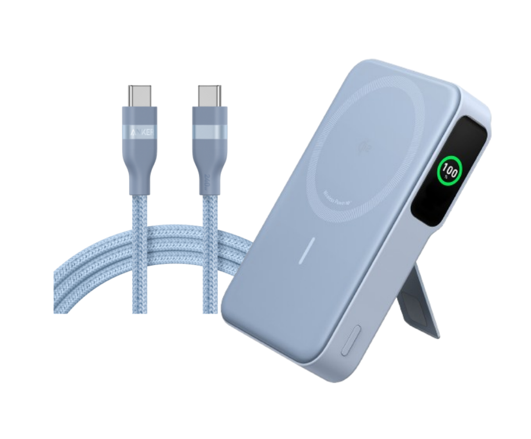 Anker MagGo Power Bank (10K)+Anker USB-C to USB-C Cable (240W, Upcycled-Braided)